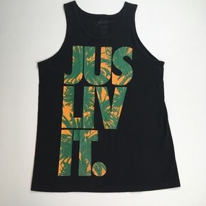 JUS LIV Sz Medium Black Palm Tree Tank Top